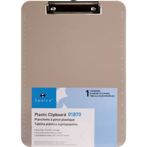 Business Source Transparent Plastic Clipboard 8 1/2" x 11" - Plastic - Smoke - 1 Each