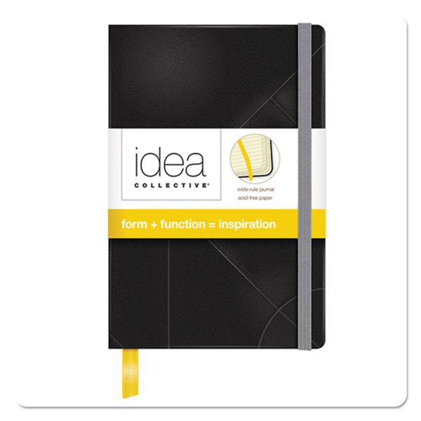 TOPS Idea Collective Journal, Hardcover with Elastic Closure, 1 Subject, Wide/Legal Rule, Black Cover, 5.5 x 3.5, 96 Sheets