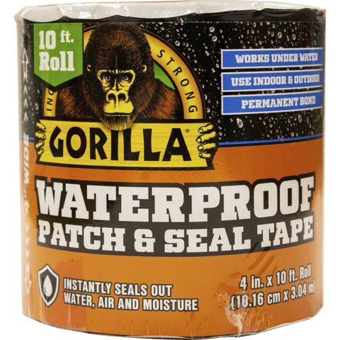 Gorilla Waterproof Patch & Seal Tape 10 ft Length x 4" Width - 1 Each - Black