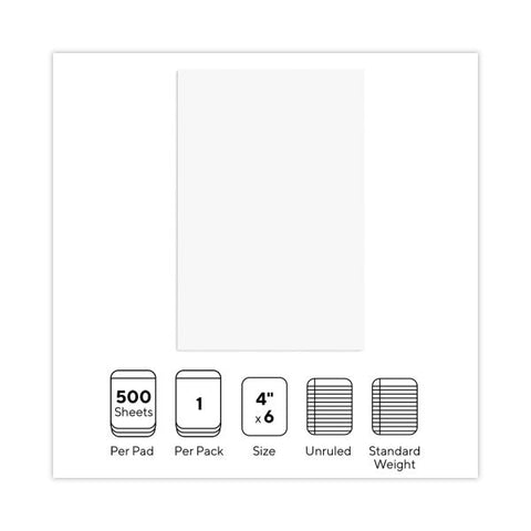 Universal Loose White Memo Sheets, 4 x 6, Unruled, Plain White, 500/Pack