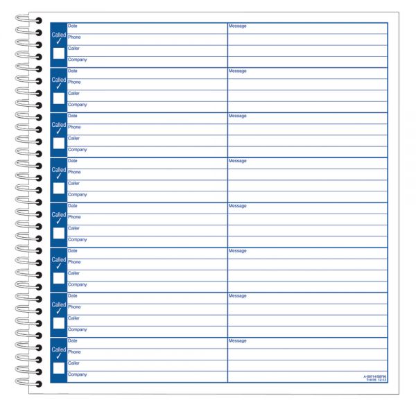 Adams Voicemail Log Book, 8 1/4" x 8 1/2", 120 Pages, White/Canary Yellow