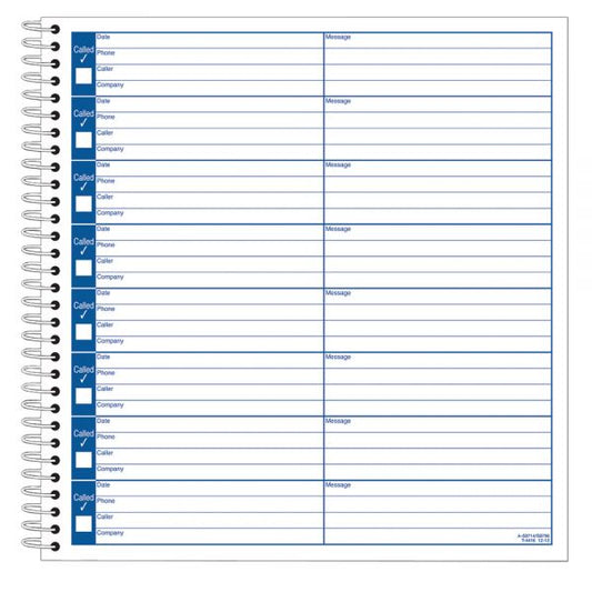 Adams Voicemail Log Book, 8 1/4" x 8 1/2", 120 Pages, White/Canary Yellow