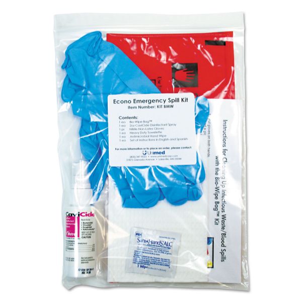 Unimed Econo Emergency Spill Kit, 7 Pieces, 9 x 12