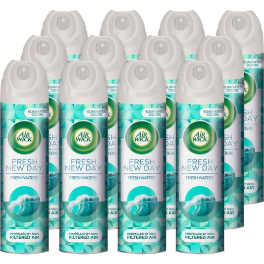 Airwick 4-In-1 Air Fresheners Fresh Waters Scent - 8 oz Size - Aerosol - 12/ Carton