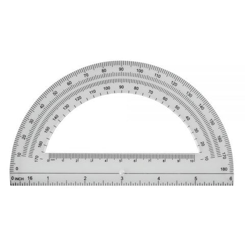 Semicircular 6" Protractor, Clear