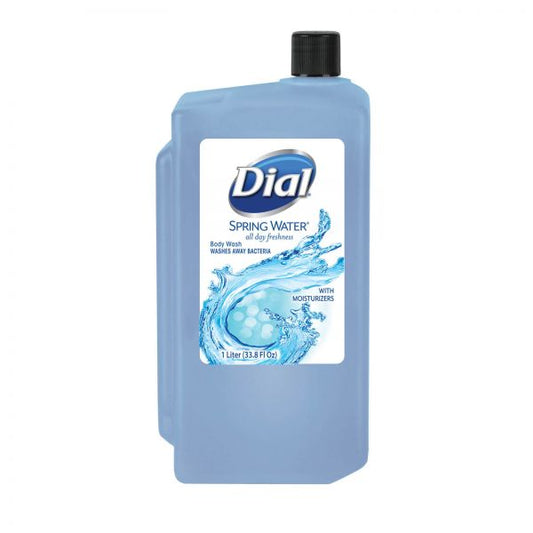 Dial Professional Body Wash Refill for 1L Liquid Dispenser, Spring Water, 1 L, 8/Carton