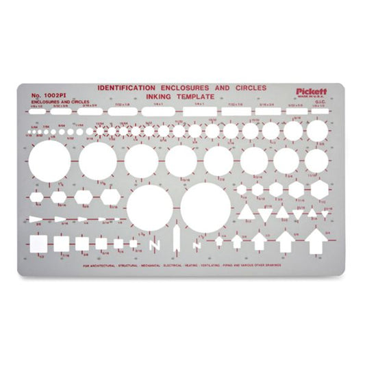 Chartpak Circle/Identification Template Circle, Square, Hexagon, Rectangle, Diamond, Directional Arrow - 5.9" x 10" - Gray