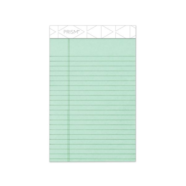 TOPS Prism + Colored Writing Pads, Narrow Rule, 50 Pastel Green 5 x 8 Sheets, 12/Pack