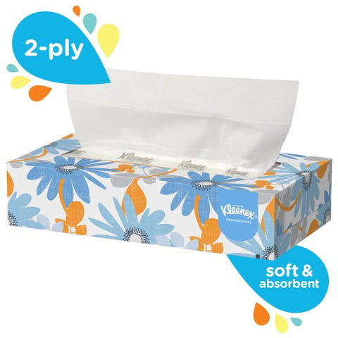 Kleenex White Facial Tissue for Business, 2-Ply, White, Pop-Up Box, 125 Sheets/Box, 48 Boxes/Carton