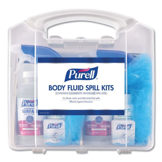 PURELL Body Fluid Spill Kit, 4.5" x 11.88" x 11.5", One Clamshell Case with 2 Single Use Refills/Carton