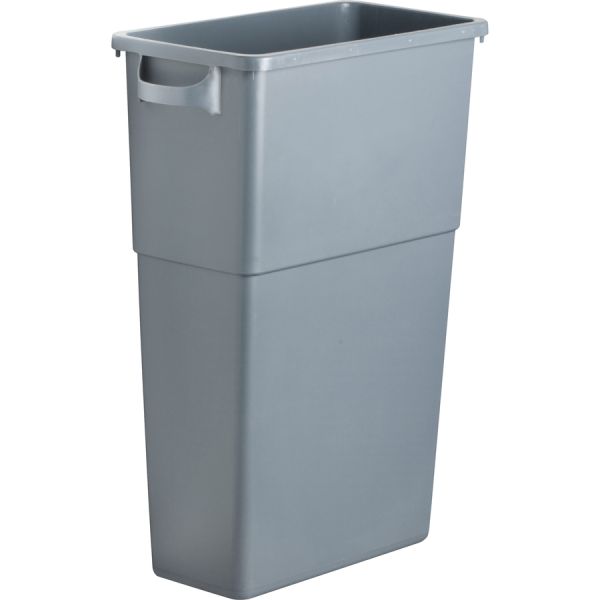 Genuine Joe Space-Saving 23 Gallon Trash Can 19" x 11" x 30" - 23 Gallon Capacity - Plastic - Gray - 1 Each