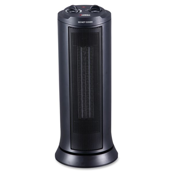 Lorell 17" Ceramic Tower Heater Ceramic - Electric - Electric - 800 W to 1500 W - 2 x Heat Settings - 100 Sq. ft. Coverage Area - 1500 W - Indoor - Tower - Black