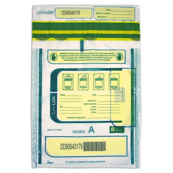 Control Group Tamper-Evident Deposit Bags, 9" x 12", Clear, Pack Of 100