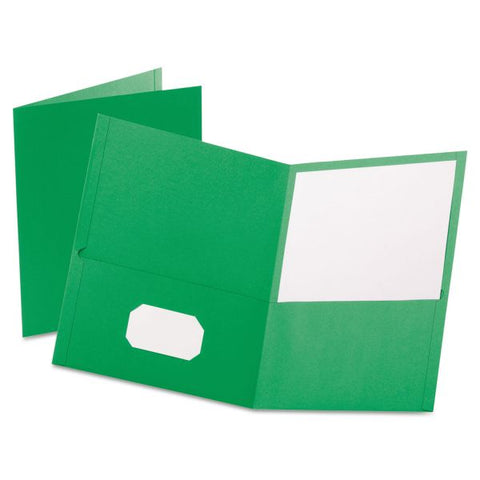 Oxford Twin-Pocket Folder, 100-Sheet Capacity, Light Green, 25/Box