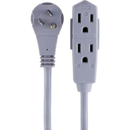 GE 3 Outlet Extension Cord, 25' Long Cord, Flat Plug, Gray, 43025