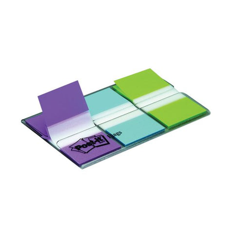 Post-it Flags 0.94" Wide Flags with Dispenser, Bright Blue, Bright Green, Purple, 60 Flags