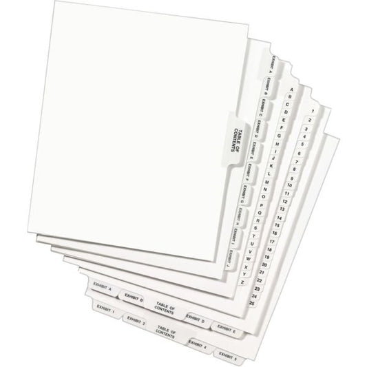 Avery Preprinted Legal Exhibit Side Tab Index Dividers, Avery Style, 25-Tab, 1 to 25, 11 x 8.5, White, 1 Set