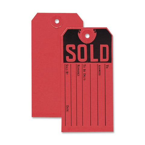 Avery Sold Tags, Paper, 4.75 x 2.38, Red/Black, 500/Box