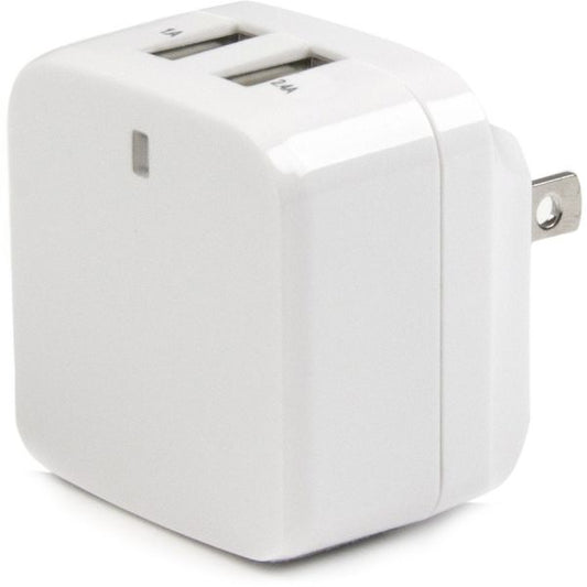 StarTech.com Travel USB Wall Charger - 2 Port - White - Universal Travel Adapter - International Power Adapter - USB Charger