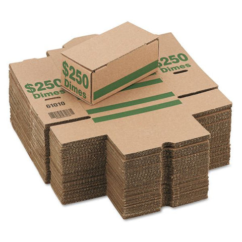 Iconex Corrugated Cardboard Coin Storage with Denomination Printed On Side, 8.06 x 3.31 x 3.19, Green