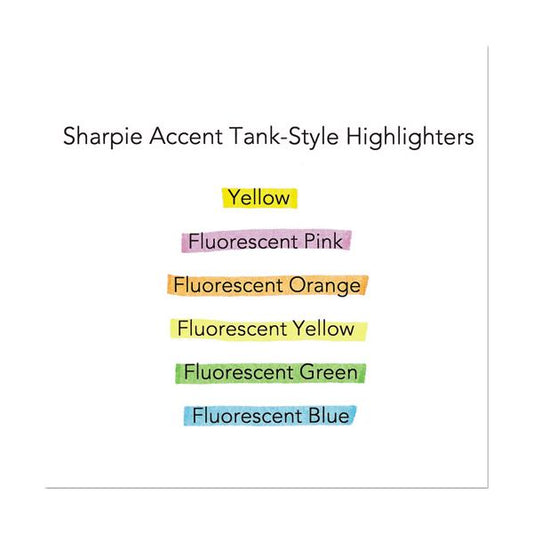 Sharpie Tank Style Highlighters with Open-Stock Box, Assorted Ink Colors, Chisel Tip, Assorted Barrel Colors, Dozen