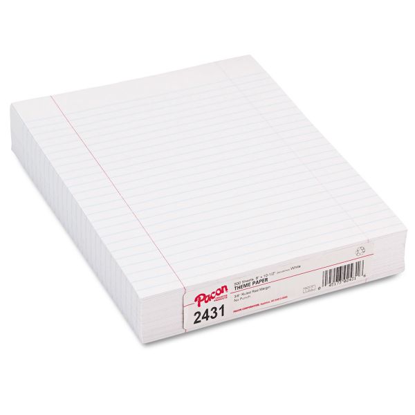 Pacon Composition Paper, 8 x 10.5, Wide/Legal Rule, 500/Pack