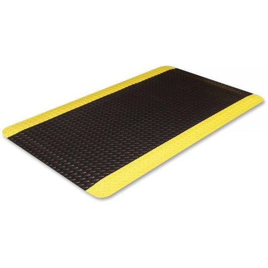 Crown Industrial Deck Plate Anti-Fatigue Mat, Vinyl, 36 x 60, Black/Yellow Border