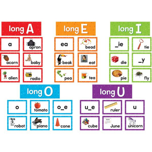 Teacher Created Resources Long Vowels Pocket Chart Cards Skill Learning: Long Vowels - 205 Pieces - 1 Pack