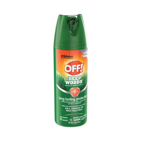 OFF! Deep Woods Insect Repellent, 6 oz Aerosol Spray, 12/Carton Spray - Kills Ticks, Mosquitoes, Black Flies, Sand Flies, Chiggers, Gnats, Fleas, Flies - 6 fl oz - Green - 12 / Carton