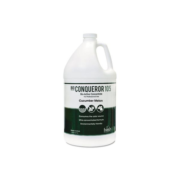 Fresh Products Bio Conqueror 105 Enzymatic Odor Counteractant Concentrate, Cucumber Melon, 1 gal Bottle, 4/Carton