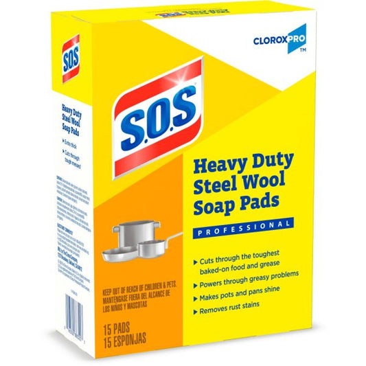 S.O.S Heavy Duty Steel Wool Soap Pads Steel Wool - 15/ Pack