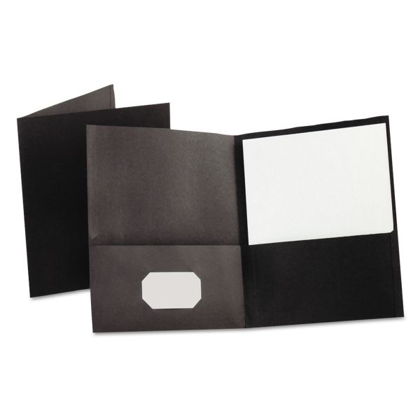 Oxford Twin-Pocket Folder, 100-Sheet Capacity, Black, 25/Box