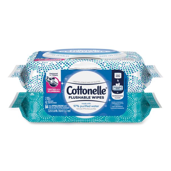 Cottonelle Fresh Care Flushable Cleansing Cloths, 3.73 x 5.5, White, 84/Pack