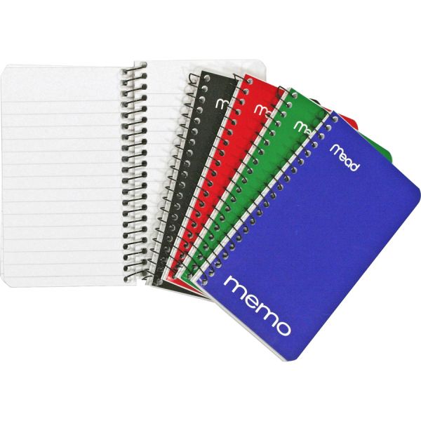 MeadWestvaco Memo Notebook 3" x 5" - College Ruled - Wire Binding - 60 Sheets - Assorted Cover Colors - 1 Each