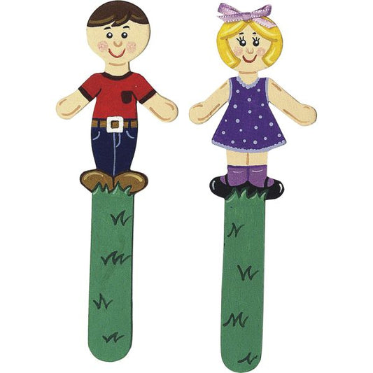 Creativity Street People Shaped Wood Craft Sticks 5.38" Length - Boy/Girl - Wood - 36 Sticks