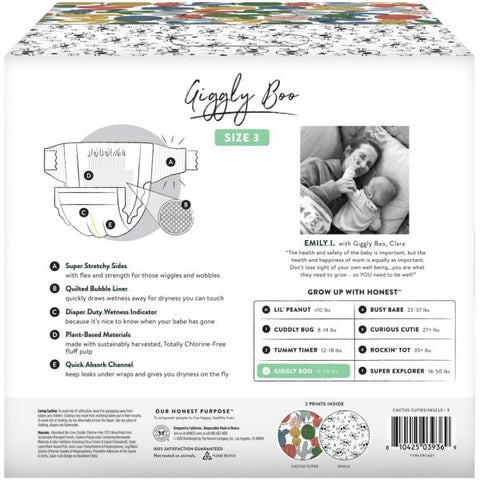 The Honest Company Clean Conscious Diapers, Size 3, Cactus, 68 Diapers Per Box