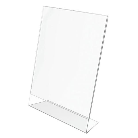 Slanted Sign Holder, Vertical, 11"H x 8-1/2"W, Clear, Pack of 4