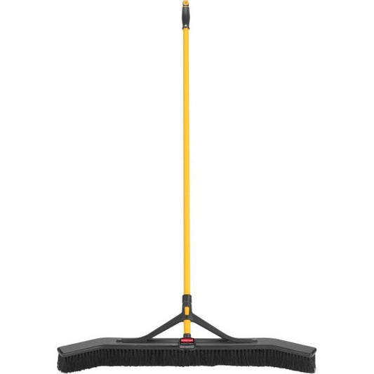 Rubbermaid Commercial Maximizer Push-To-Center 36" Broom Polypropylene Bristle - 58.1" Overall Length - Steel Handle - 1 Each