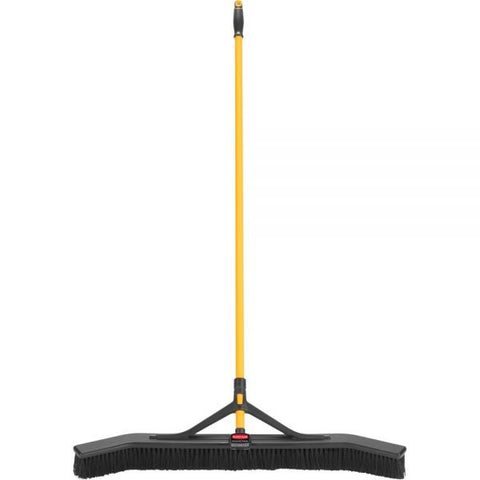 Rubbermaid Commercial Maximizer Push-To-Center 36" Broom Polypropylene Bristle - 58.1" Overall Length - Steel Handle - 1 Each