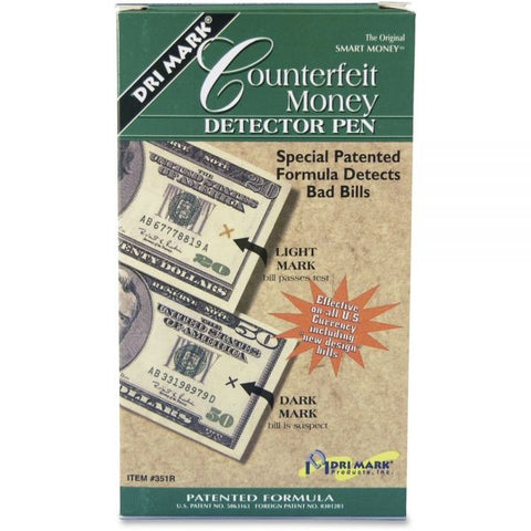 Dri-Mark Smart Money Counterfeit Bill Detector Pen, U.S. Currency, 12/Pack