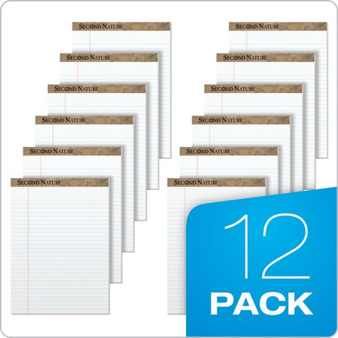 TOPS Second Nature Recycled Ruled Pads, Wide/Legal Rule, 50 White 8.5 x 11.75 Sheets, Dozen