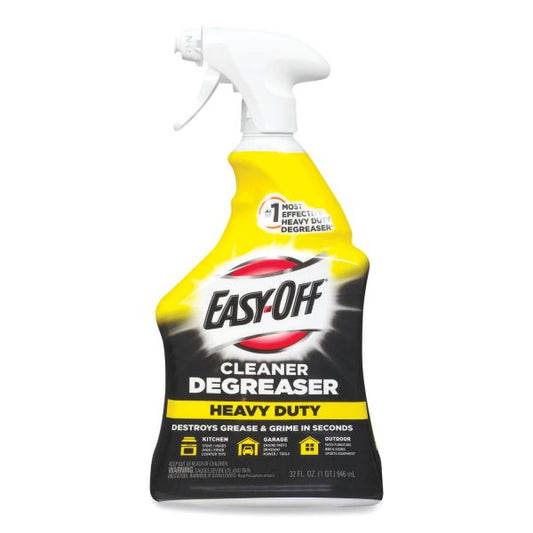 EASY-OFF Heavy Duty Cleaner Degreaser, 32 oz Spray Bottle, 6/Carton Ready-To-Use Spray - 32 fl oz (1 quart) - 1 Each - Clear