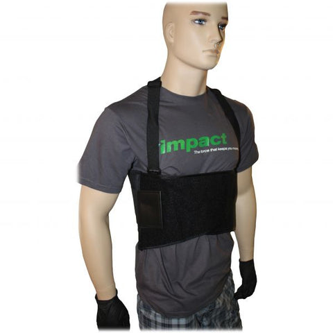 Impact ProGuard Standard Lumbar Back Brace Fits Waist Size 48"-58" - 7" Back Panel - Adjustable Suspenders - Nylon Material - Black