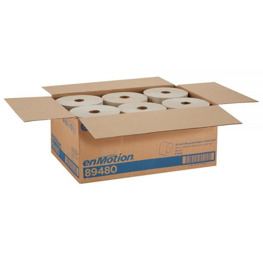 enMotion by GP PRO 1-Ply Paper Towels, 100% Recycled, Brown, 800' Per Roll, Pack Of 6 Rolls