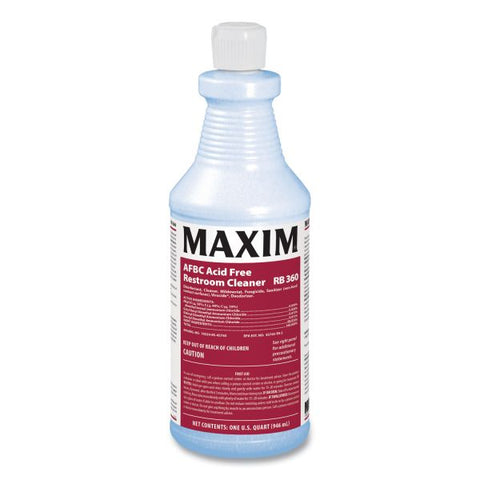 Maxim AFBC Acid Free Restroom Cleaner, Fresh Scent, 32 oz Bottle, 12/Carton 32 fl oz (1 quart) - Fresh Scent - 12 / Carton - Blue