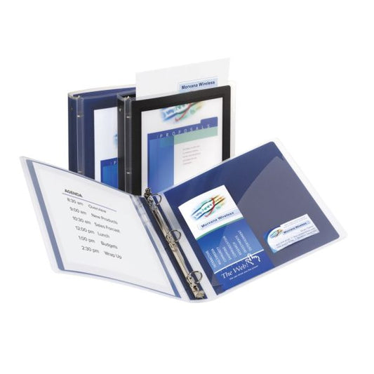 Avery Flexi-View 3 Ring Binder, 1" Round Rings, Navy Blue, Pack Of 12