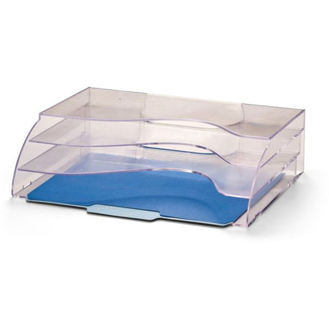 Officemate Clear Wave 2-way Desktop Organizer 3 Compartment(s) - 3 Tier(s) - 11.3" Height x 13" Width x 3.6" Depth - Desktop - Clear - Plastic - 1 Each