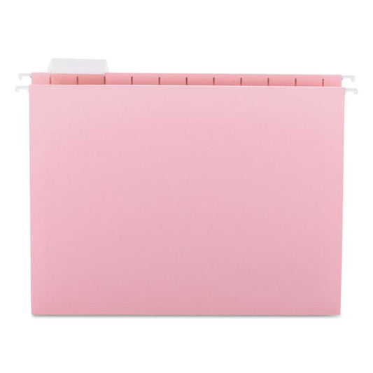 Smead Colored Hanging File Folders with 1/5 Cut Tabs, Letter Size, 1/5-Cut Tabs, Pink, 25/Box