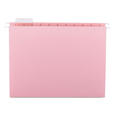 Smead Colored Hanging File Folders with 1/5 Cut Tabs, Letter Size, 1/5-Cut Tabs, Pink, 25/Box