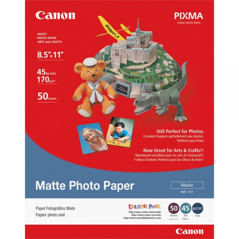 Canon Photo Paper Plus, 8.5 mil, 8.5 x 11, Matte White, 50/Pack